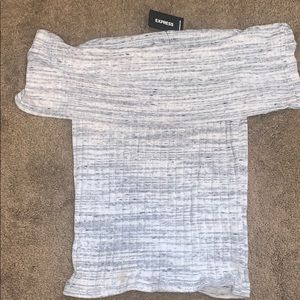 Express Ribbed Off the Shoulder Top